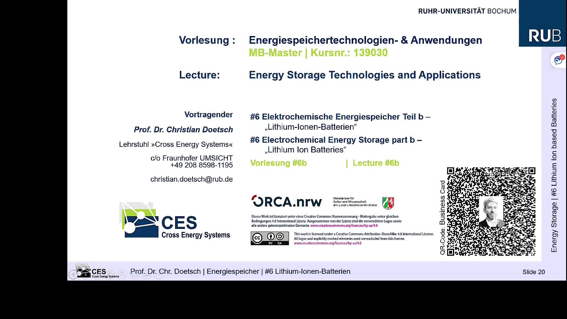 Energiespeichertechnologien- & Anwendungen: 6 b. Elektrochemische